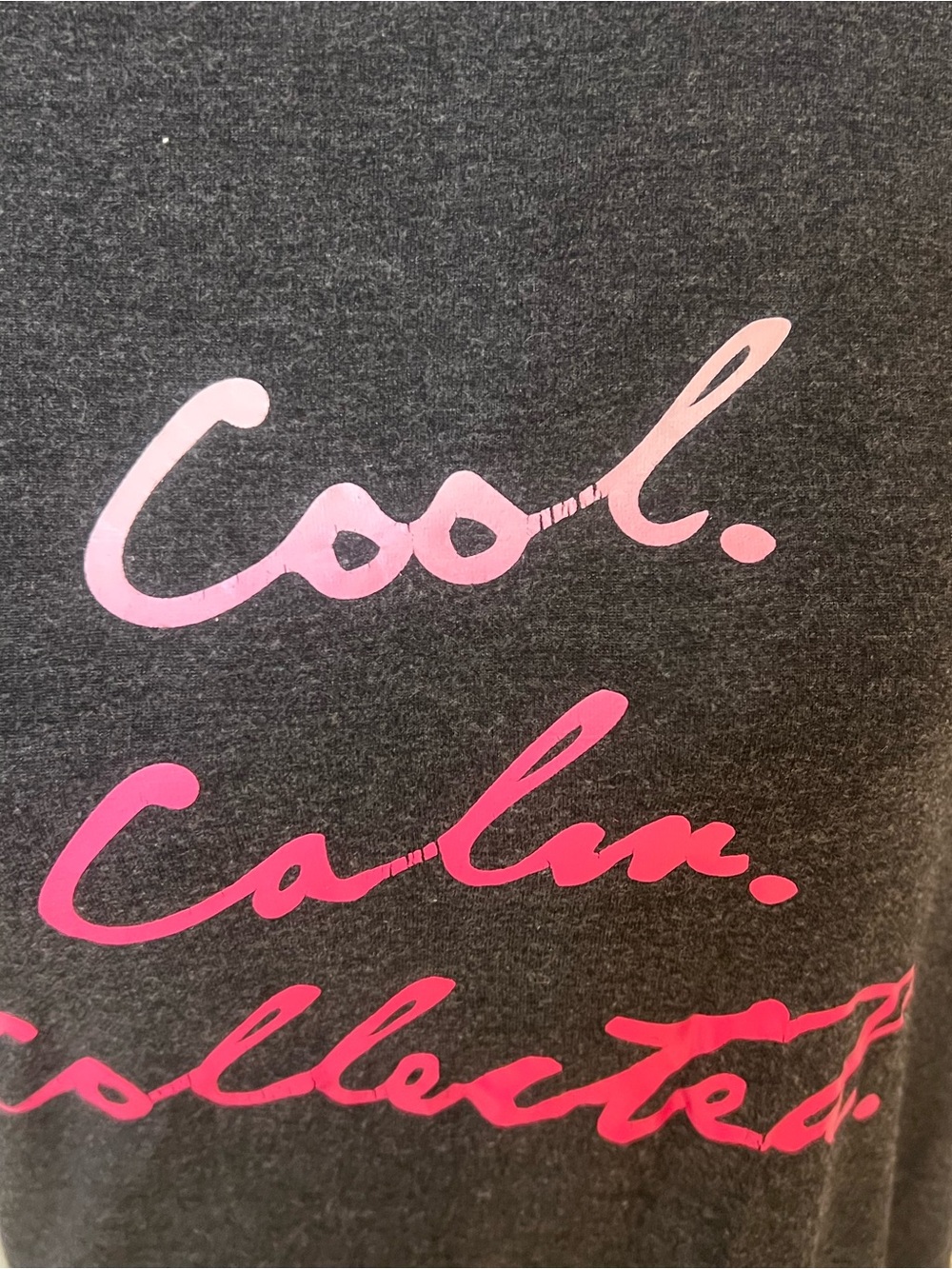 Gaiam charcoal gray yoga graphic t-shirt |Cool. Calm.Collected | SZ M |Preowned - Picture 4 of 10